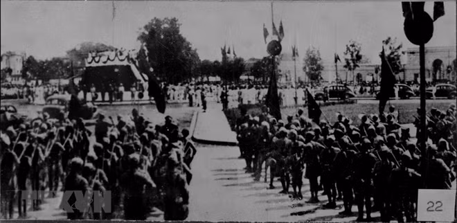 People gather at Ba Dinh Square on September 2, 1945, to listen to the Declaration of Independence read by President Ho Chi Minh