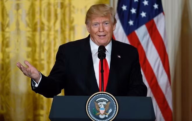 U.S. President Donald Trump addresses a joint news conference with Norwegian Prime Minister Erna Solberg in the East Room of the White House in Washington, U.S., January 10, 2018. REUTERS/Jonathan Ernst