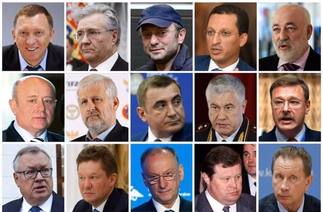 A combination of photos show prominent Russian businessmen and officials on a U.S sanctions list released by the Department of Treasury. Reuters