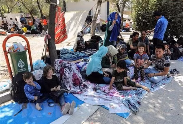 Refugees at a camp in Turkey. Refugees at a camp in Turkey.