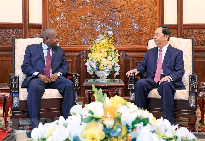President Tran Dai Quang (R) hosts Mozambican Ambassador Leonardo Pene (Source: VNA) President Tran Dai Quang (R) hosts Mozambican Ambassador Leonardo Pene (Source: VNA)