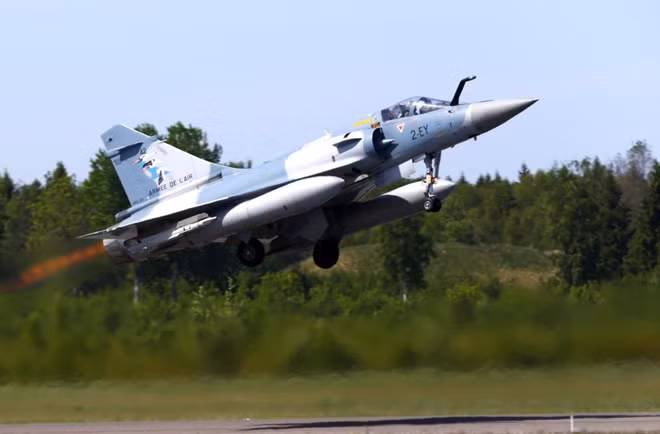 France's Air Force Mirage 2000-5 fighter takes off during the NATO Baltic Air Policing Mission in Amari military air base, Estonia May 25, 2018. REUTERS/Ints Kalnins/File Photo