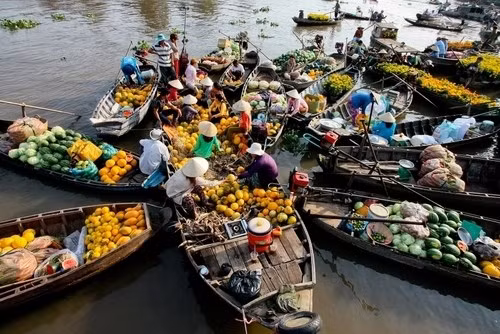 A corner at Cai Rang Floating Market in the Mekong Delta City of Can Tho