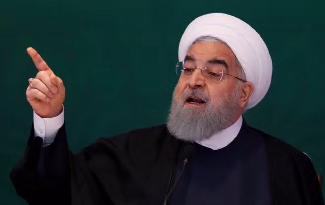 Iranian President Hassan Rouhani speaks during a meeting with Muslim leaders and scholars in Hyderabad, India, February 15, 2018. REUTERS/Danish Siddiqui