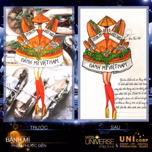 These outstanding designs are Banh Mi (Vietnamese bread) by Pham Phuoc Dien, Hoa dang sac Viet(Vietnamese lanterns) by Nguyen Vu Hung and Thach Thanh Dat), Pho co (Old Quarter) by Nguyen Dinh Thuan, Ngu Ho (Five Tigers) by Nguyen Dang Thanh Nhan, and Thang Thu by Nguyen Duc Hai.