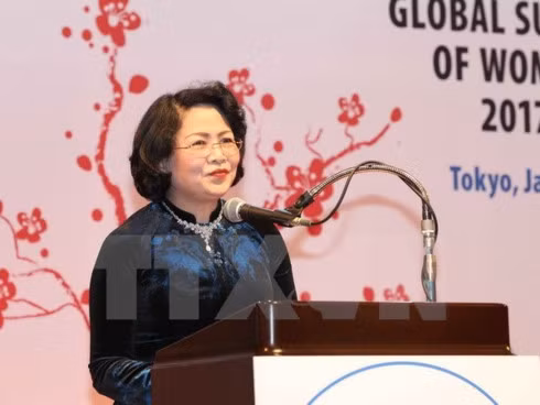 Vietnamese Vice President Dang Thi Ngoc Thinh speaks at the closing ceremony of the GWS 2017