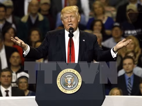 US President Donald Trump speaks at an event in Louisville, Kentucky