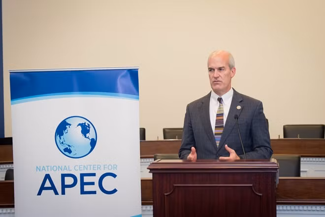 Mr. Rick Larsen speaking at the event.