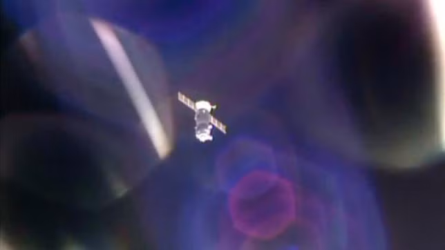 The Soyuz TMA-20M spacecraft is seen departing from the International Space Station in a still frame from NASA TV video September 6, 2016. NASA TV/Handout via Reuters