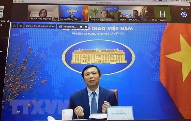 Ambassador Dang Dinh Quy, head of Vietnam’s permanent mission to the United Nations, speaks from Hanoi. (Photo: V NA)