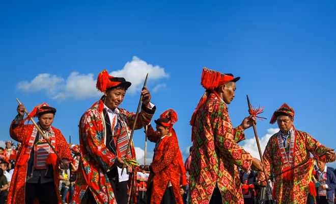 A group of Dao people at a ceremony marking the start of new crop. Photo by VN Express.