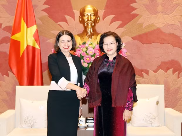 Chairwoman of the National Assembly Nguyen Thi Kim Ngan (R) and newly-appointed Australian Ambassador Robyn Mudie (Photo: VNA)