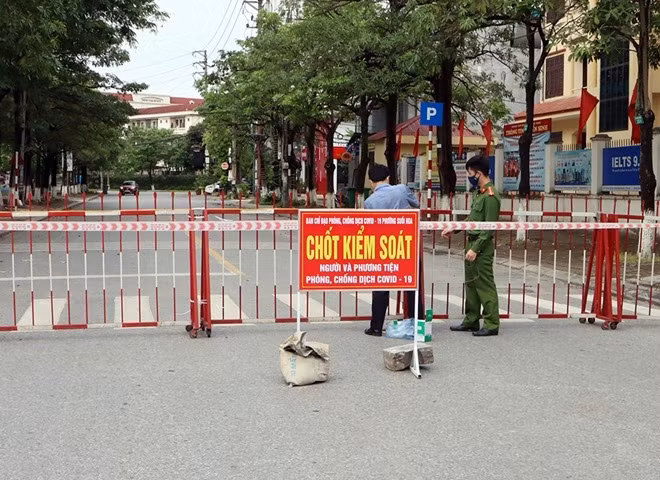 At a checkpoint.