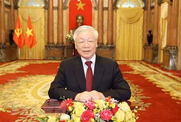 Party General Secretary and State President Nguyen Phu Trong in a video message sent to the opening ceremony of the 41st AIPA General Assembly on September 8 (Photo: VNA)