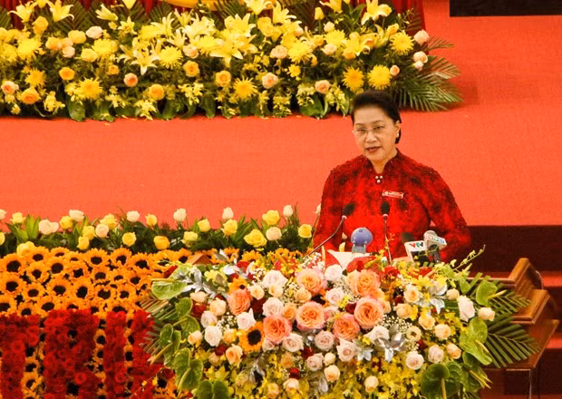 National Assembly Chairwoman Nguyen Thi Kim Ngan addresses the Party congress of Can Tho city on September 24 (Photo: VNA)
