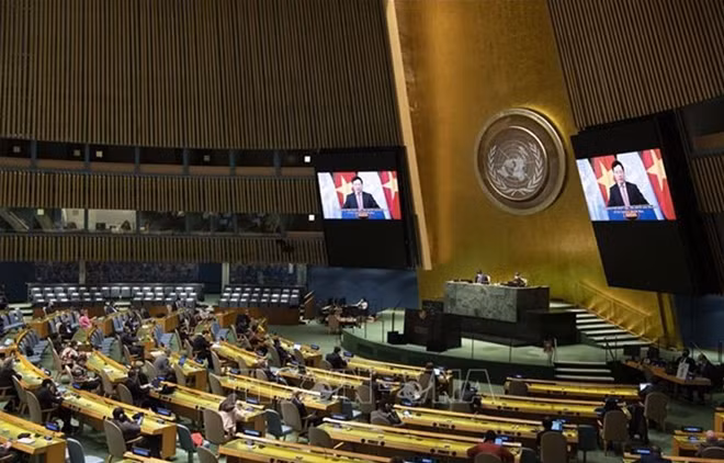 Deputy Prime Minister and Minister of Foreign Affairs Pham Binh Minh speaks at a UNSC session (Photo: VNA)