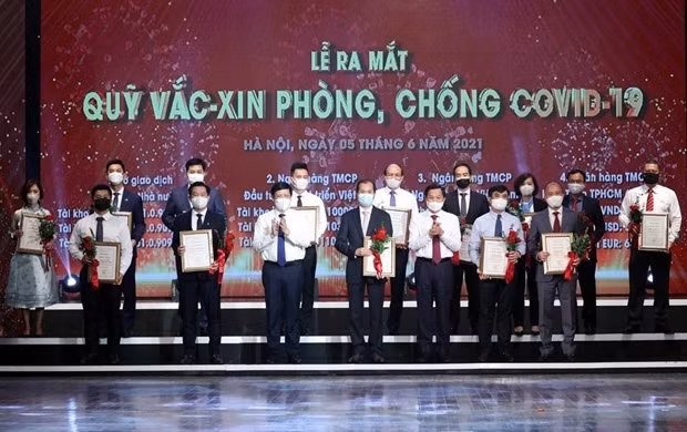 At the launching ceremony of the national vaccine fund on June 5.