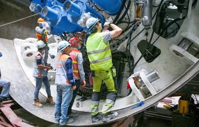 Tunnel boring machines (TBM) have been assembled and tested for digging work