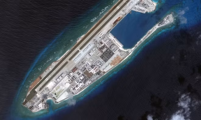 China has conducted extensive land reclamation work at Fiery Cross Reef in the Spratly Islands chain in the South China Sea. (Photo: AP)