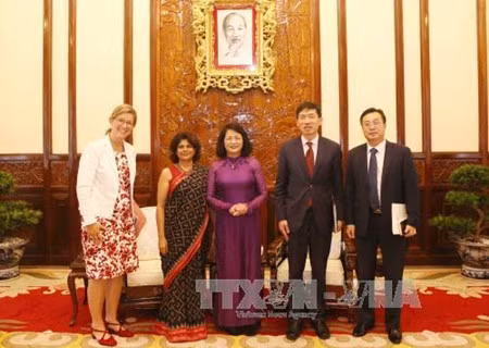 Vice President Dang Thi Ngoc Thinh receives UN officials. Photo: VNA