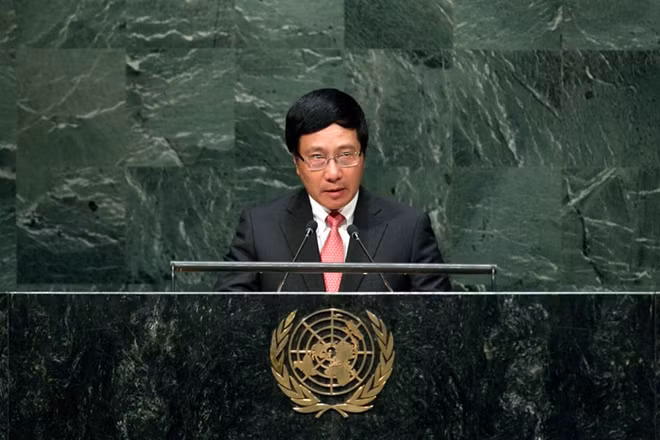 Deputy Prime Minister Pham Binh Minh addresses the General Assembly. UN Photo