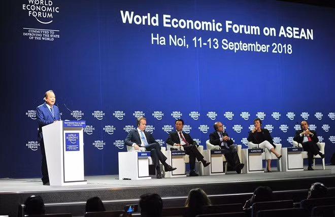 Deputy Prime Minister Truong Hoa Binh speaks at the closing ceremony of the WEF ASEAN 2018 on September 13 (Photo: VNA)