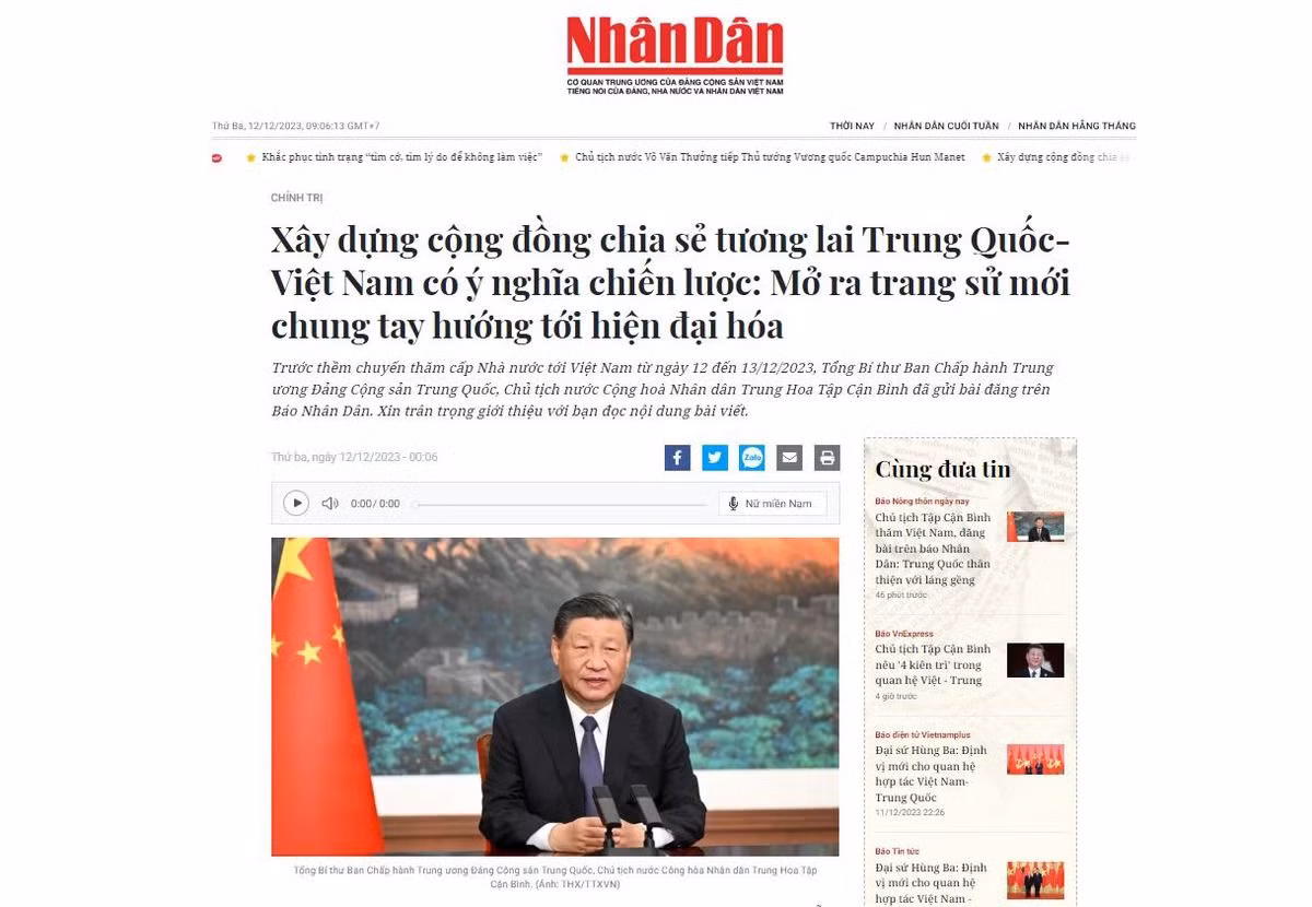 Chinese leader’s article sketches out Vietnam-China future cooperation orientations -0