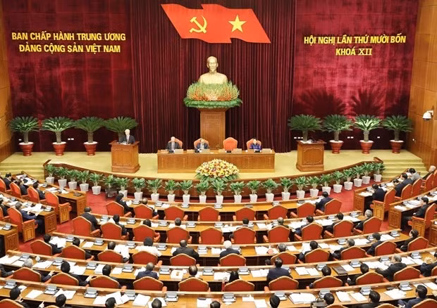 A view of the&nbsp;14th session of the 12th Party Central Committee that opened in Hanoi on December 14 (Photo: VNA)