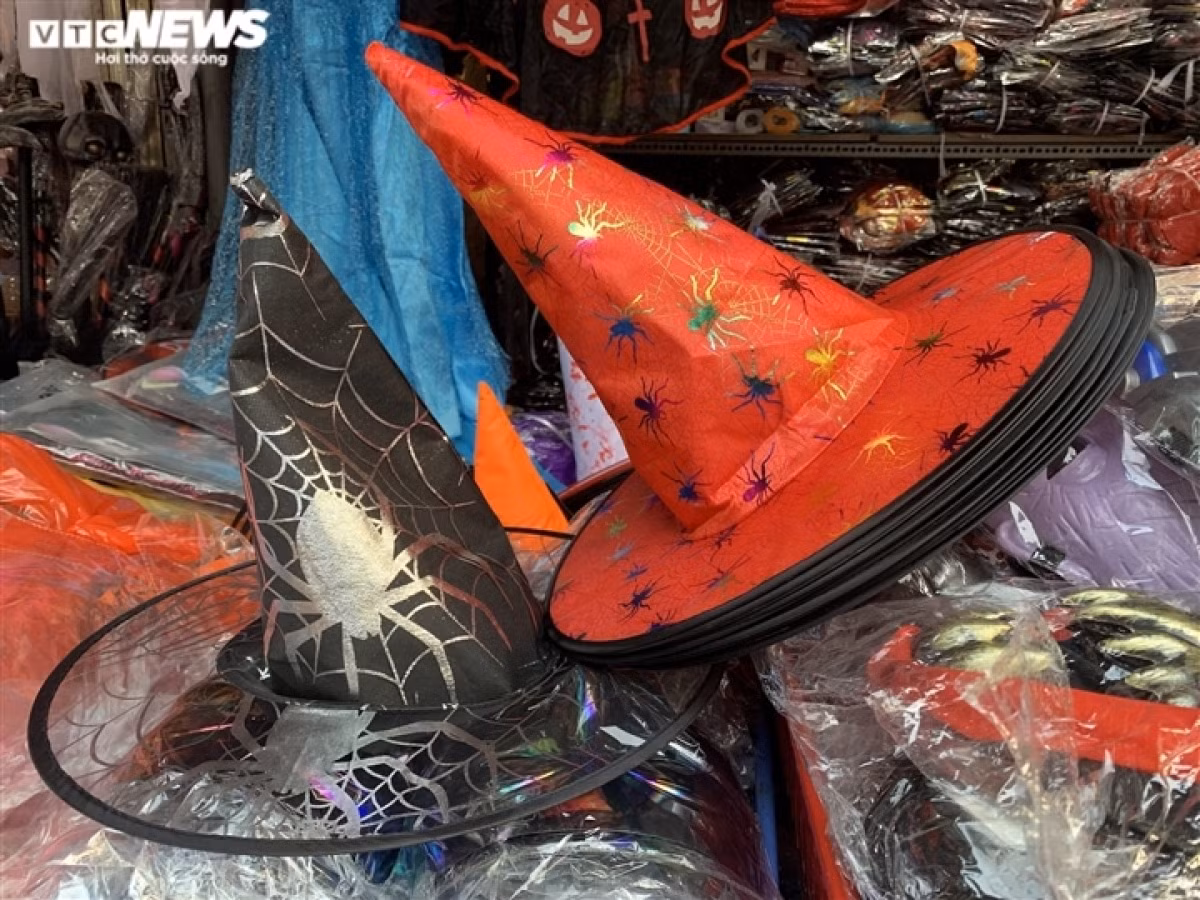 Colourful witch hats excite children who come to see the festive items.