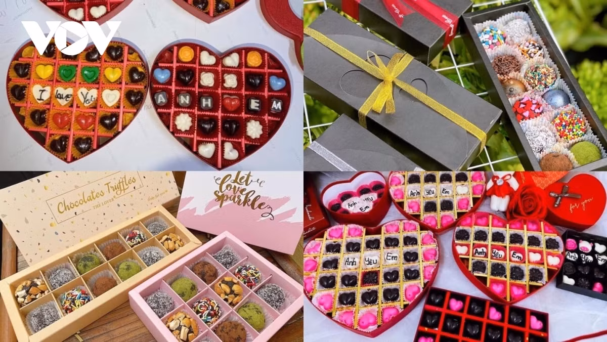 Handmade chocolates are highly sought after by young people, but chocolate prices are affordable, ranging from VND200,000 to VND300,000 per box.
