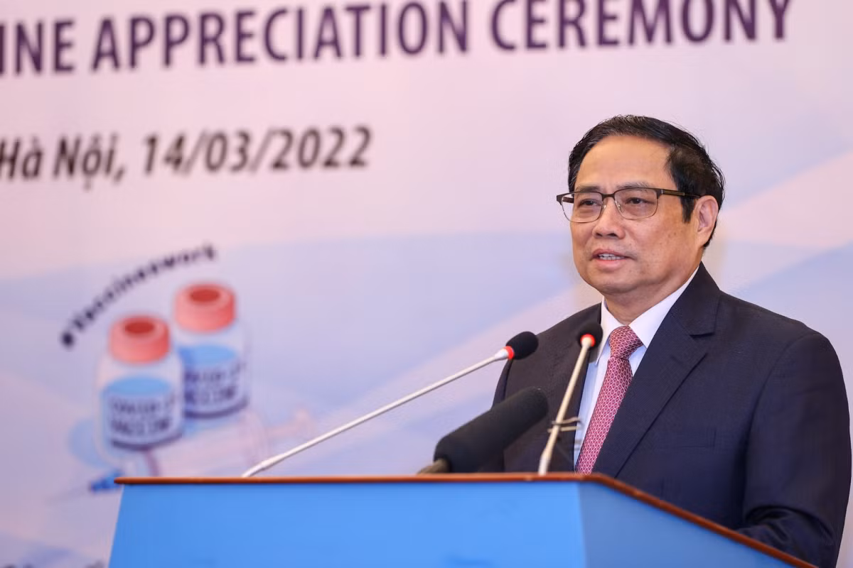 PM Pham Minh Chinh thanks foreign partners for leding a helping hand to combating COVID-19 in Vietnam. (Photo: VGP).