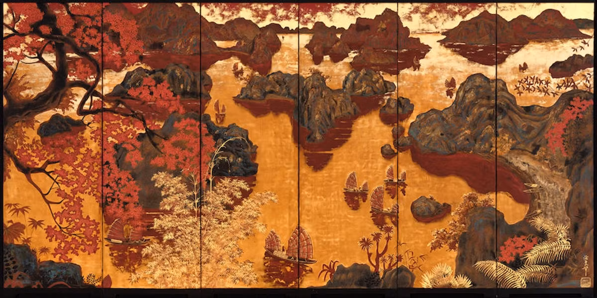 A lacquer painting - Hoàng hôn trên vịnh Hạ Long (Golden Sunset Over Ha Long Bay) created by Pham Hau is sold for US$1.2 million.