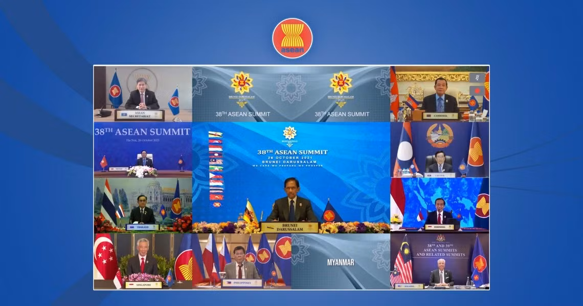 ASEAN leaders reaffirm commitment to post-pandemic comprehensive recovery ảnh 1 ASEAN leaders attend the 38th and 39th Summits virtually held by Brunei. (Photo: ASEAN Secretariat).