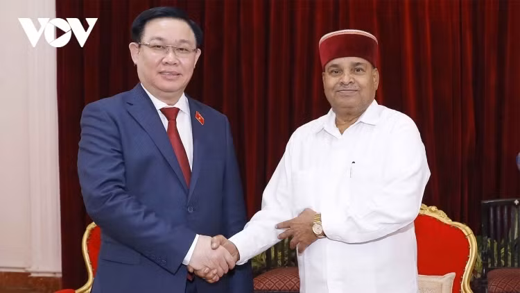 Top Vietnamese legislator visits India’s Karnataka state ảnh 1 NA Chairman Vuong Dinh Hue (L) meets India’s Karnataka Governor Thawar Chand Gehlot during a visit to the State on December 18.