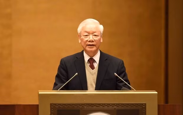 Party General Secretary Nguyen Phu Trong&nbsp;delivers a speech at the National Cultural Conference (Photo: VNA)