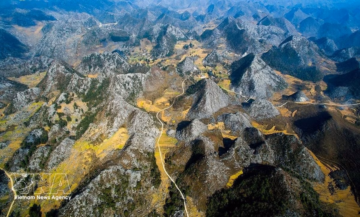 A bird view of limestone masterpieces across the Dong Van Karst Plateau. Photo: VNA