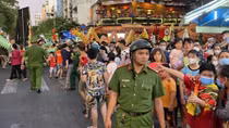 Policemen ensure security during First Full Moon Festival