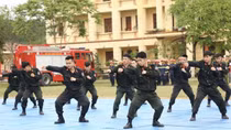 Over 700 police officers complete in police line-up regulations and martial arts