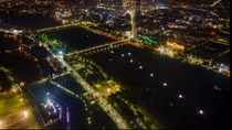 Seven lotus lanterns on Huong River lit up to celebrate Buddha's birthday
