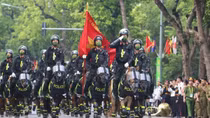 Cavalry unit of the Mobile Police Command parades at 2022 ASEAN+ Police Band Festival
