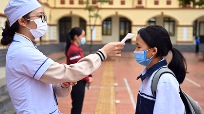 Students in Hanoi's Ba Vi district return to school