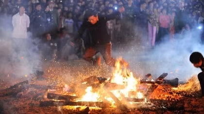 Pa Then fire jumping festival recognized as national intangible cultural heritage