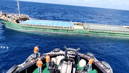 Naval troops rescue distressed cargo ship