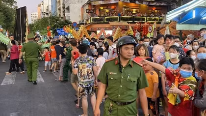 Policemen ensure security during First Full Moon Festival