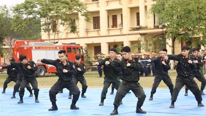 Over 700 police officers complete in police line-up regulations and martial arts