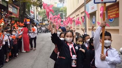 Grades one to six head back to school in Hanoi