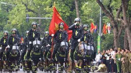 Cavalry unit of the Mobile Police Command parades at 2022 ASEAN+ Police Band Festival